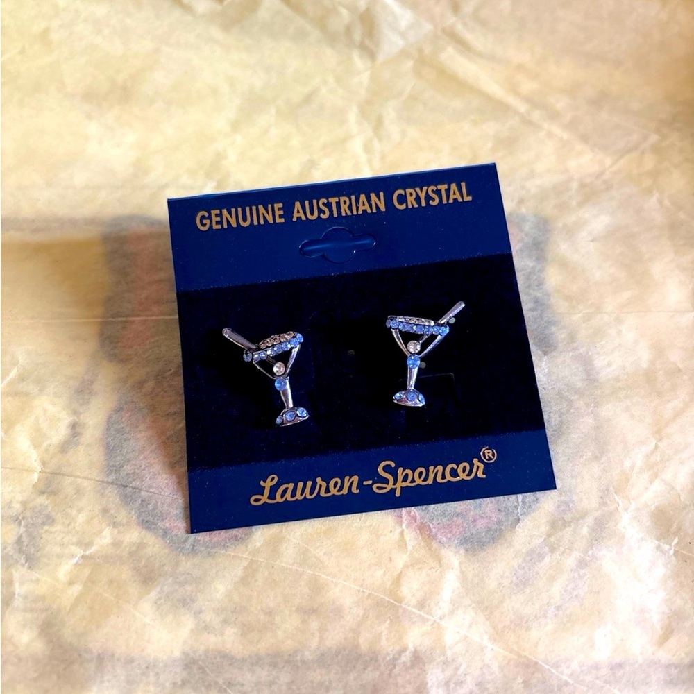 Silver Crystal Martini Earrings